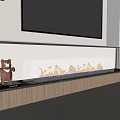 Modern Living Room Fireplace Design With TV Above Wooden Cabinets And Realistic Flame Effect