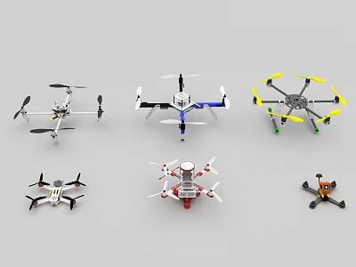 Intelligent Drones With Multiple Assorted Designs And Colorful Models For Various Uses 3d model