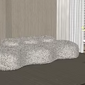 Modern Multi-person Sofa Modern Heterosexual Sofa Fluffy Multi-person Sofa Modern Side-table Vase Flower Art 3d model