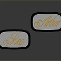 Oval Shaped Daily Use Storage Cases With Blue Surface Golden Text And Black Borders