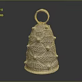 Decorative Ceramic Bell With Woven Pattern And Embossed Beads On Top Ring