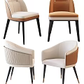 Stylish Modern Dining Chairs In Beige Brown Orange With Black Legs And Armrests