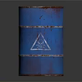Two Blue Barrels One New And Rusty With White Triangular Signs On Reflective Background 3d model