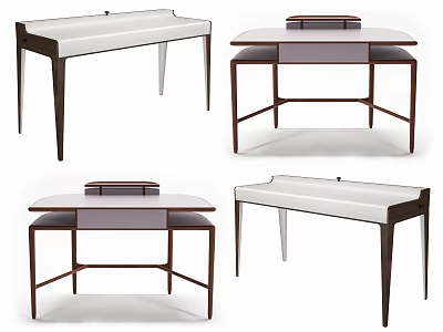 Modern Desk Designs With Dark Wooden Frame And White Top Variations 3d model