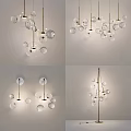 Modern Lighting Combinations With Transparent Glass Balls And Metal Brackets For Interior Design