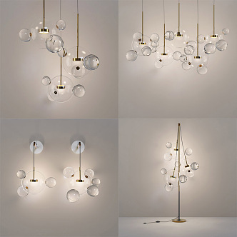 Modern lamp combination Italian glass ball lamp combination 3d model