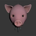 Unique Pink Pig Head Blue Fish Scales Hybrid Animal Figurine Design