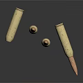 Brass Bullets Displayed On Black Reflective Surface In Standing And Lying Positions