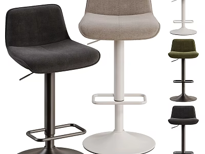 Modern Bar Stools With Various Colors Upholstered Seats And Metal Base Designs 3d model