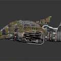 Futuristic Sci Fi Spaceship With Detailed Mechanical Structure Metallic Wings And Glowing Engine 3d model
