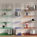 Colorful Transparent Shelving Units with Books Decorative Items and Stuffed Toys for Home Decor and Storage