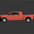 Red Pickup Truck with Modern Design Black Roof Cargo Bed and White Wheels