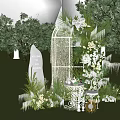 Scenic Outdoor Photo Spot With Arched White Decor Flowers Vines And Green Trees