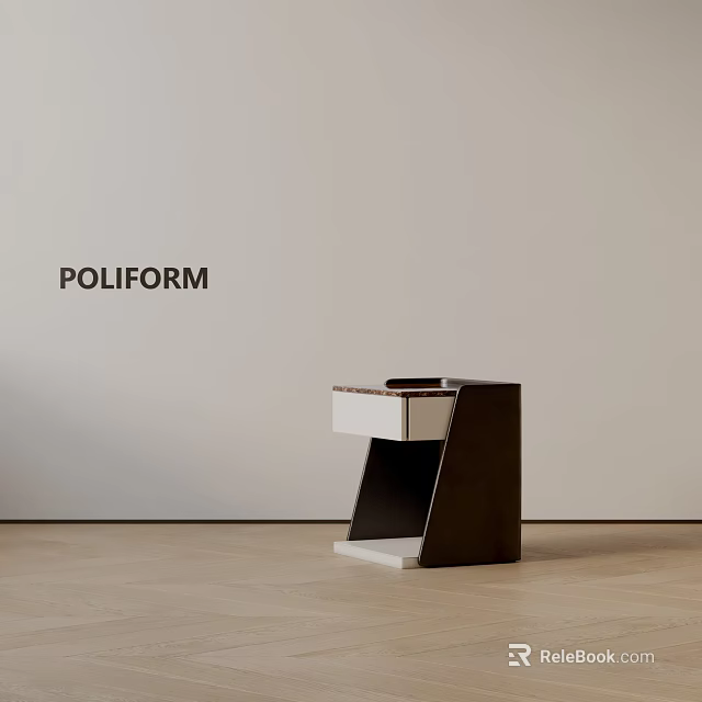 Sleek Modern POLIFORM Bedside Table With Geometric Design And White Drawer Top 3d model