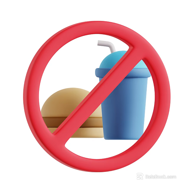 Stylish Decorative Ornament Set With Prohibited Hamburgers And Drinks Sign Design 3d model 