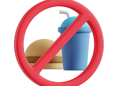 Stylish Decorative Ornament Set With Prohibited Hamburgers And Drinks Sign Design 3d model