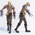 Game Movie Character With Yellow Helmet Shirtless Torso And Spiked Arm Weapons
