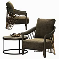 Modern Table and Chair Set with Brown Upholstered Metal Frame Chairs Round Table Decorative Items
