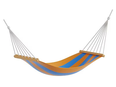 Home Decor Hammock Ornament With Orange And Blue Stripes And White Ropes 3d model