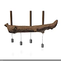 Natural Wooden Branch Decor With Three Supporting Poles And Hanging Metal Containers
