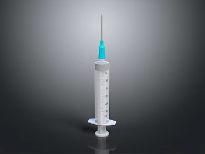 Clear Plastic Syringe With Blue Needle Cap And Graduated Scale For Daily Use 3d model