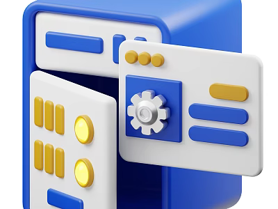 Blue Tech Control Device With Open Panel Gear Buttons And Indicator Lights 3d model