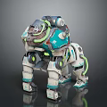 Sci-Fi Robotic Dog Creature With Metallic Armor Green Accents And Mechanical Parts