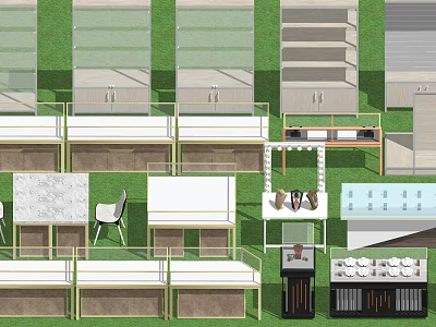 Modern Retail Display Shelves With Glass Doors And Metal Frame For Product Showcase 3d model