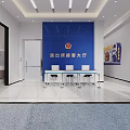 Professional Modern Police Station Front Reception Counter In Bright Formal Alarm Receiving Hall Interior