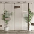 Screen partition Changhong glass metal frame screen partition 3d model