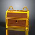 Yellow Treasure Chest With Wooden Panels Metal Lock And Casters