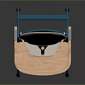 Blue Frame Wooden Children High Chair With Tray And Cartoon Pattern Cushion