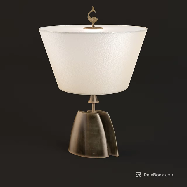 Modern Table Lamp With White Frosted Shade And Bronze Decorative Base 3d model