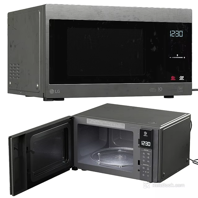 LG Black Microwave Oven With Open Closed Door Digital Display And Glass Turntable 3d model 