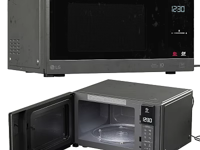 LG Black Microwave Oven With Open Closed Door Digital Display And Glass Turntable 3d model