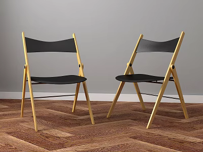 Modern Dining Chairs With Wooden Frame And Black Seat Design For Home Interior 3d model