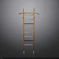 Sturdy Orange Metal Ladder With Black Rungs And Support Frame