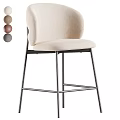 Modern Beige Bar Stool with Padded Seat Back and Sleek Metal Frame Multiple Colors
