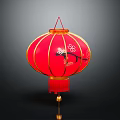 Red Lantern Decorative Furniture Piece With Intricate Patterns And Tassel Design