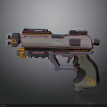 Advanced Futuristic Sci Fi Weapon With Colorful Accents And Detailed Grip Design