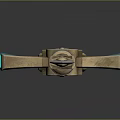 Decorative Sword With Golden Hilt Green Gemstone And Black Blade Design