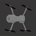 White Drone With Four Propellers Featuring Orange Tipped Blades And Modern Design