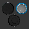 Two Blue Thermal Insulated Vacuum Flasks For Daily Use With One Lid Placed Beside