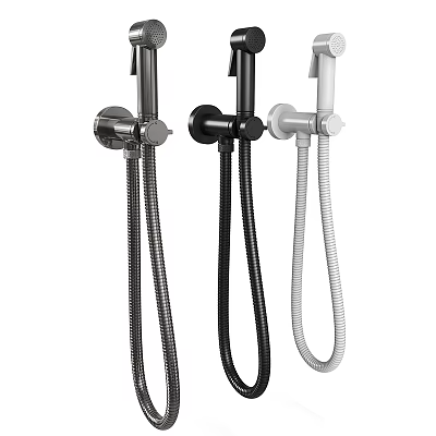 Modern Handheld Shower Head Fixtures In Black Silver And White With Flexible Hoses 3d model