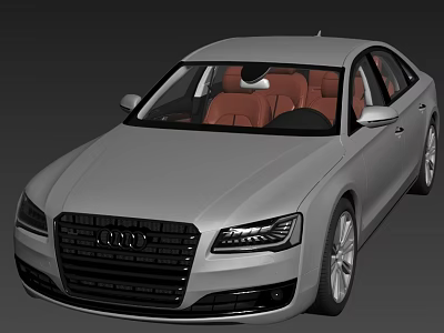 Sleek Silver Sedan With Red Leather Seats And Modern Front Grille Design 3d model