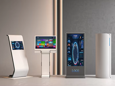 Multiple Modern Commercial Equipment Units With Display Screens And Data Interfaces 3d model