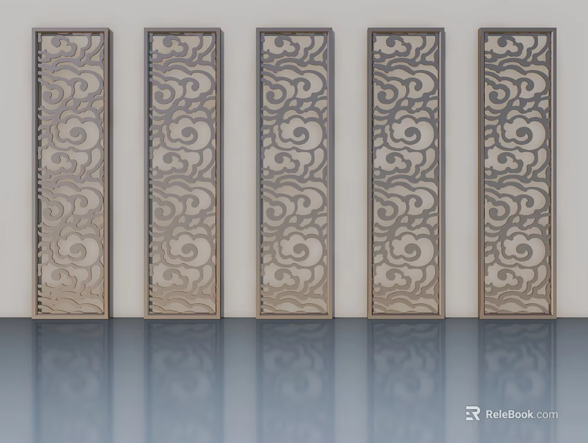 Decorative Hinged Doors With Intricate Ornate Patterns For Interior Design 3d model