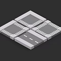 Car Traffic Flow On Urban Road Intersection With Lane Layout Design
