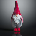 Old Man Figurine With Red Pointed Hat White Beard Striped Sleeves Gray Pants Red Shoes