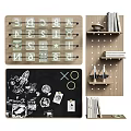 Decorative Wall Hangings with Alphabet Number Cards Chalkboard Wooden Pegboard Shelf Clips Stickers and Books